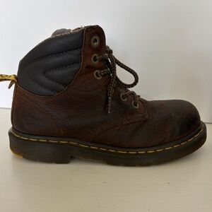 Dr. Martens Hynine Steel Toe ST Boots Size M8 W9 Brown Leather Work Boots